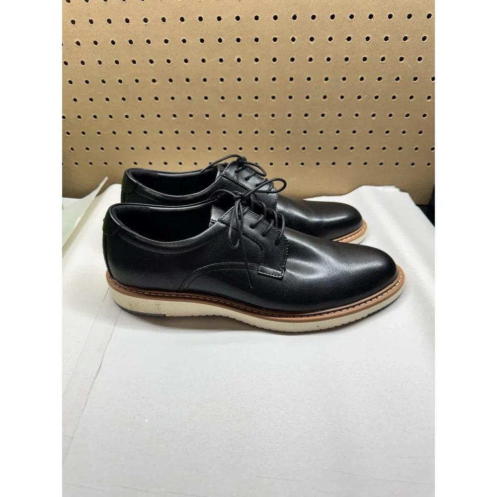 Mens Nordstrom Rack Eugene Black Leather Formal Comfort Shoes‎ Size 12 M GUC
